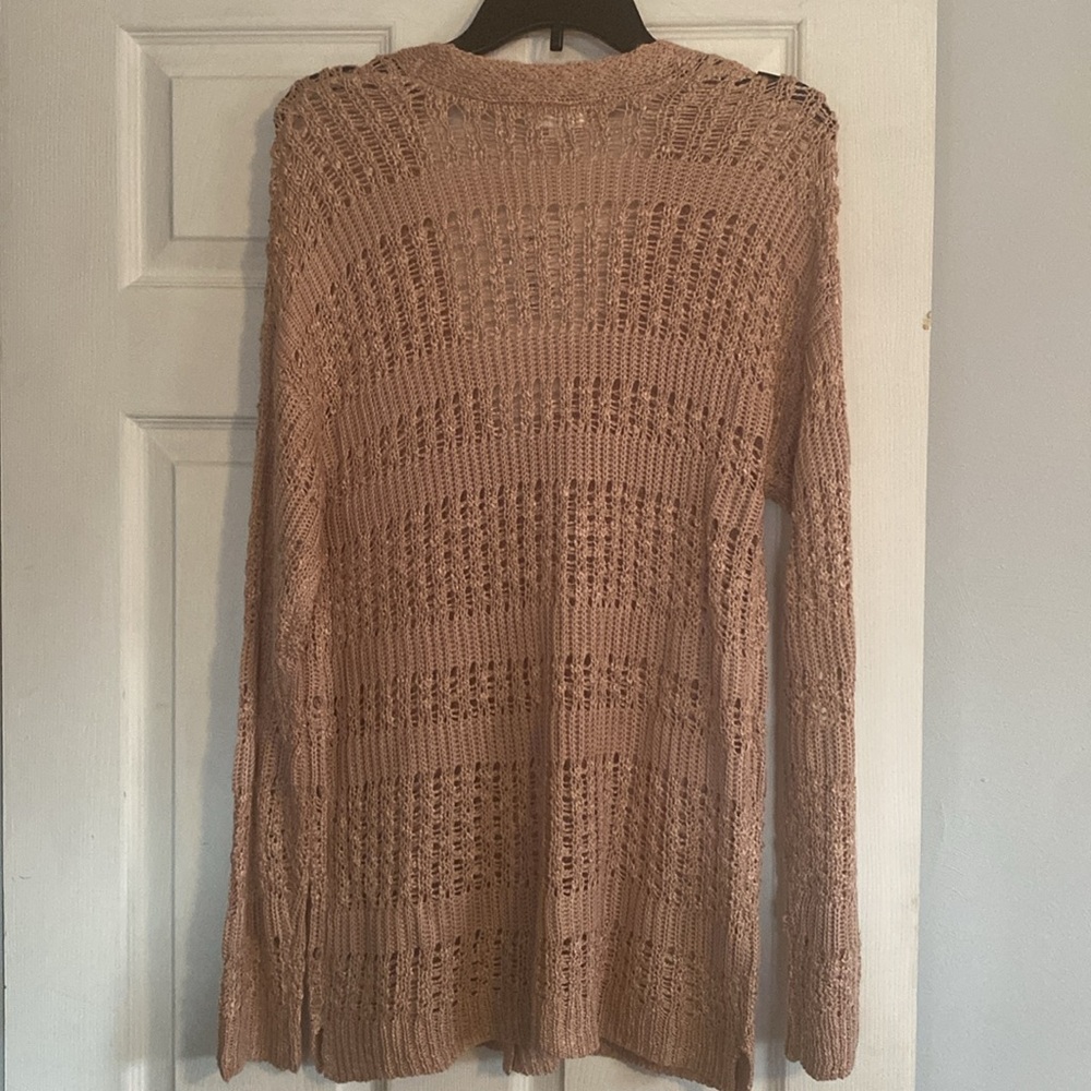 Mudd Tan Brown Button Up Open Knit Style Long Cardigan NWT - Picture 4 of 11